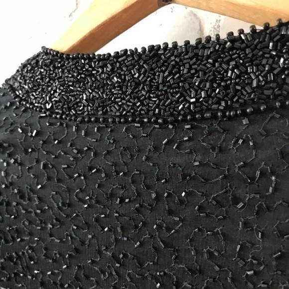 🔥Silk Beaded Jacket Sz Large Stenay Vintage Black Formal Blazer 90s Fancy - Picture 7 of 9